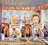 people in a diner eating