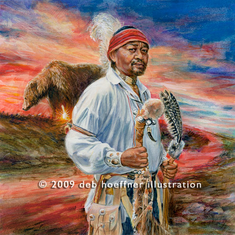 colorful and painterly, portraits of people, logo illustration, hunting legacy, grandfather and son