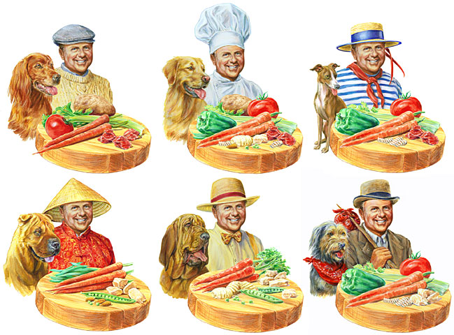 Portrait of Dick Van Patton and Packaging for Dog Food