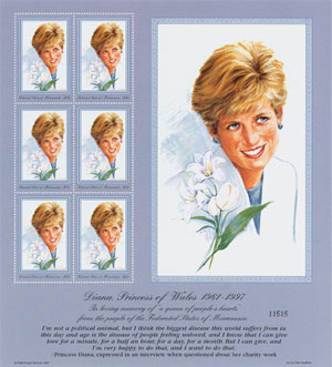 Diana, Princess of Wales portraits for commemorative stamps