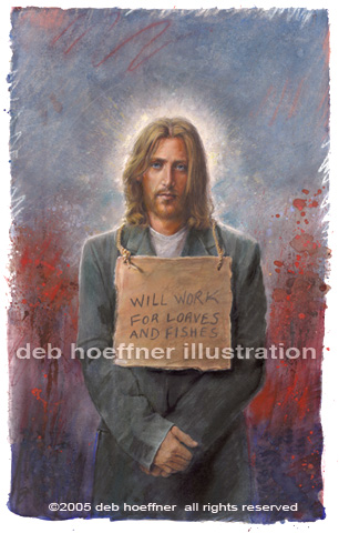 Contemporary Jesus Christ - homeless Christ with cardboard sign