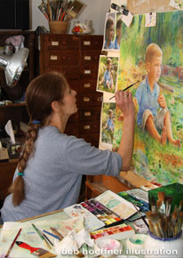 Enter the artist's studio to see deb hoeffner illustration works in progress