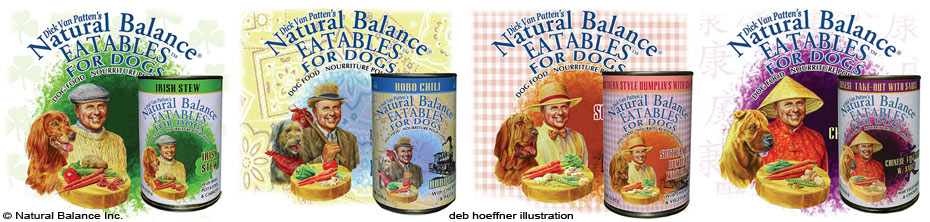  pet food packaging label illustrations by deb hoeffner