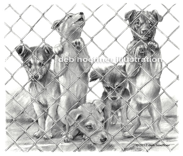 shelter puppies illustration