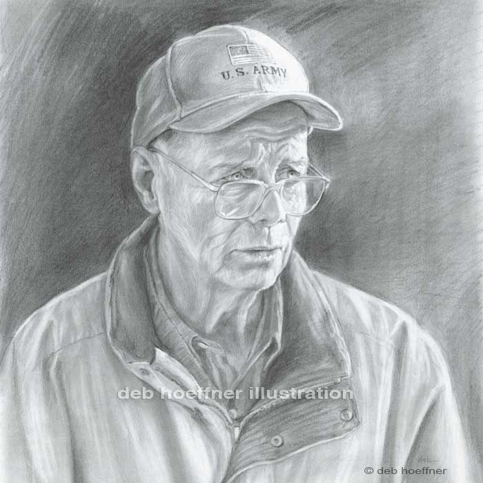 portrait of a veteran pencil drawing