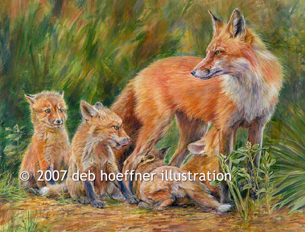 red fox painting by deb hoeffner illustration