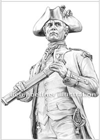 John Paul Jones b&w drawing for corporate logo illustrated