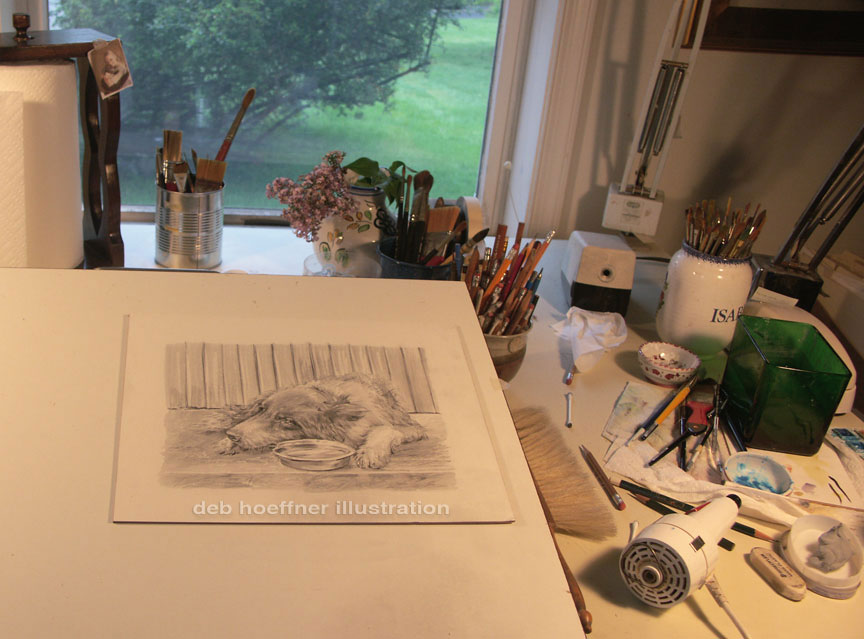 Enter the artist's studio to see deb hoeffner illustration works in progress