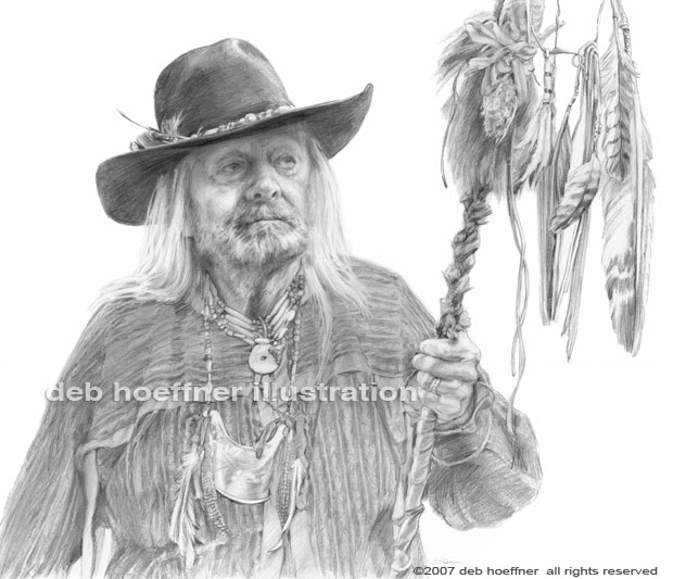 pencil portrait drawing of Native American