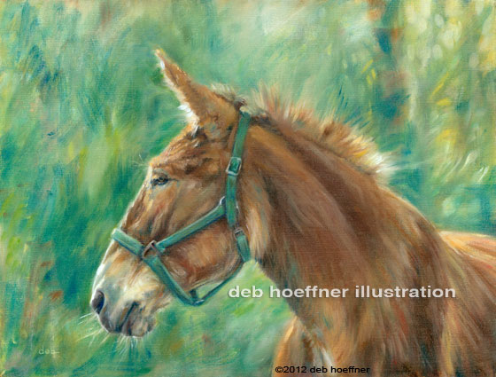 mule portrait animal oil painting