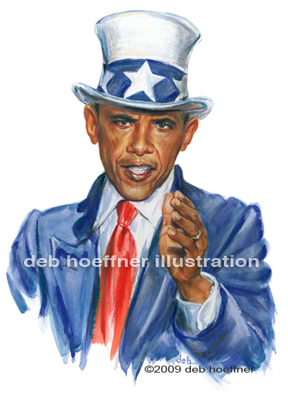 Uncle Sam - Barack Obama patriotic art deb hoeffner illustration