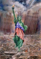 Statue of Liberty Resurrection from World Trade Center ruins after September 11, 2001