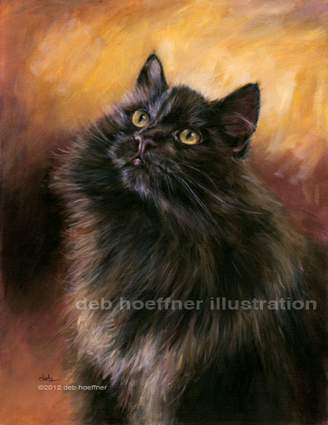Oil portrait of purebred siberian cat by deb hoeffner