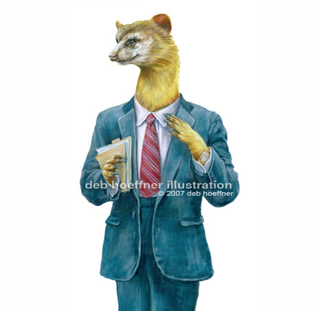 Anthropomorphic illustration weasel in business suit