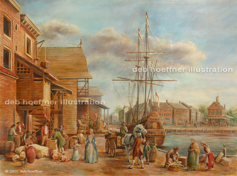 historical painting fish market large-scale Mural Painting 