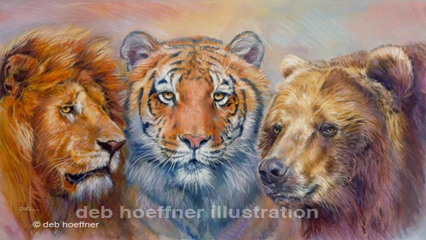 lions and tigers and bears art