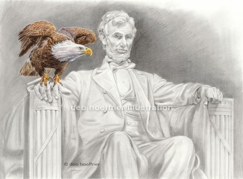 American eagle Abraham Lincoln illustration