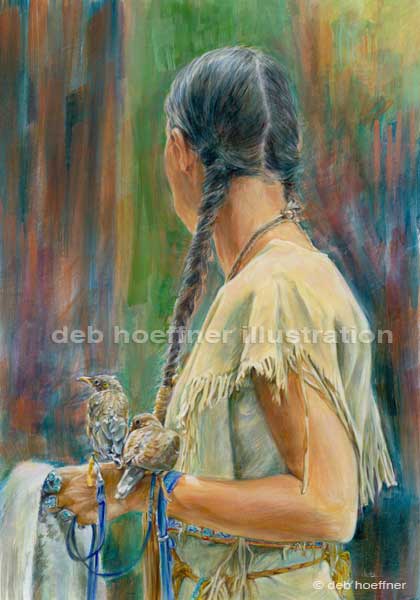 native american woman watercolor painting