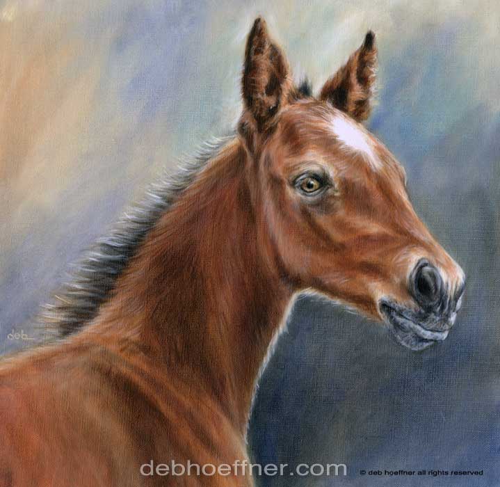 oil portrait of rescued colt