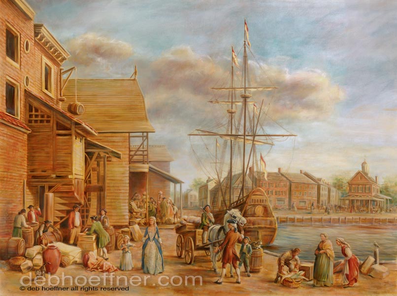 historical philadelphia fish market oil painting