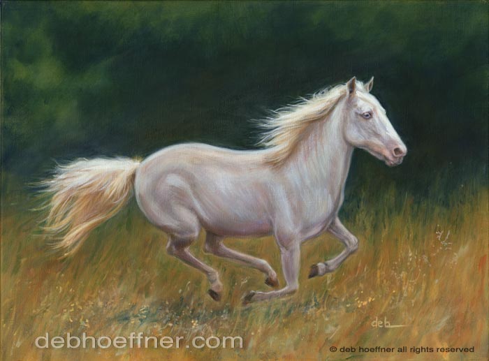 cremello pony oil painting